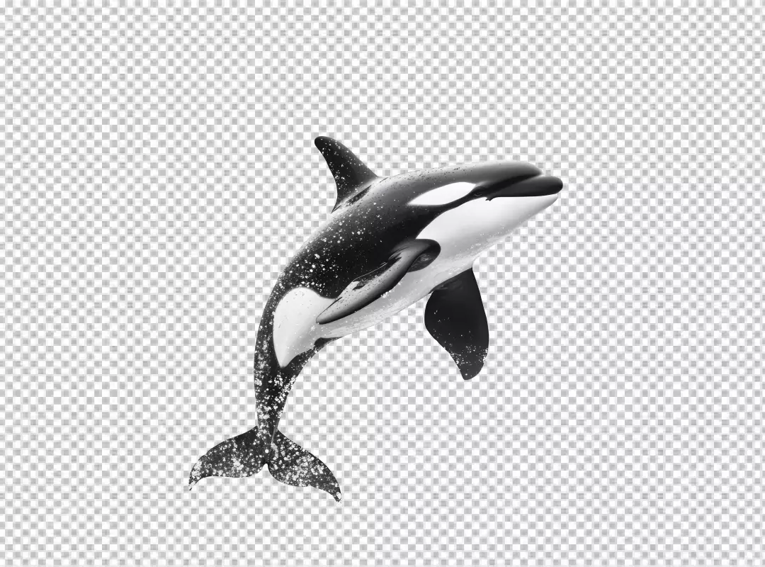 Dynamic Orca Jumping with Water Splash - High-Quality Marine Life PNG Cutout