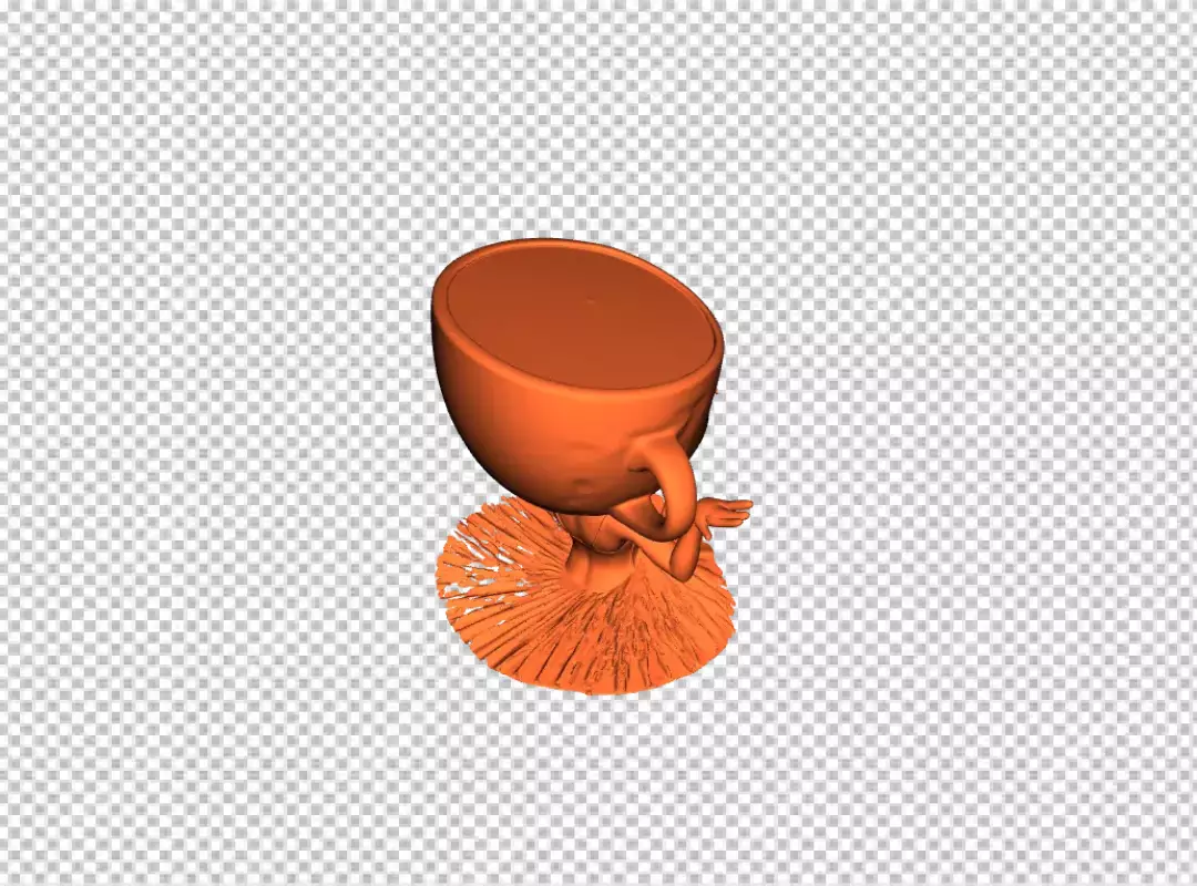 Abstract Orange 3D Render of a Coffee Cup Ballerina Dancing