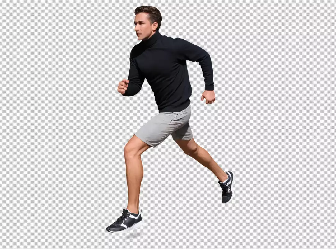 Focused Young Man in Athletic Wear Running with Determination and Vigor
