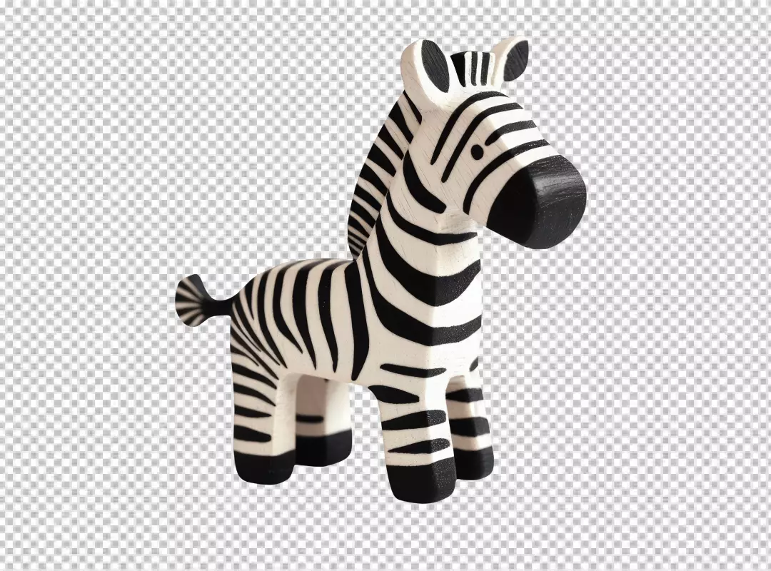 Charming Wooden Zebra Toy Figurine for Kids' Play and Decor
