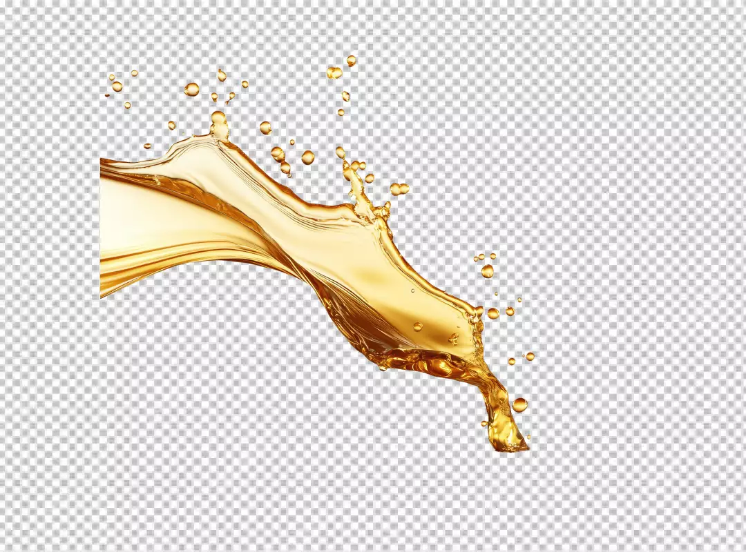 Dynamic Golden Liquid Splash with Flowing Droplets PNG for Creative Designs