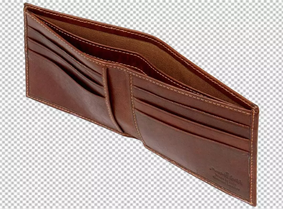 Classic Brown Leather Wallet with Empty Compartments and Visible Stitching