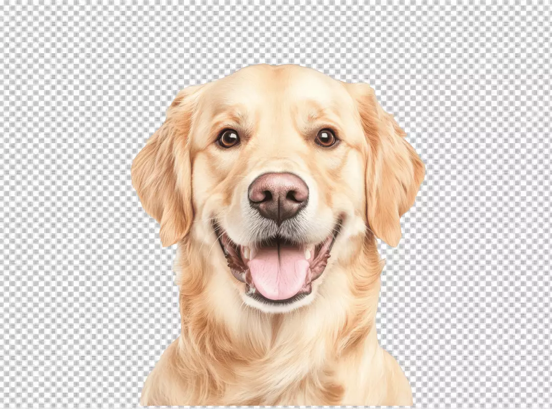 Cheerful Golden Retriever Dog with Open Mouth Smile High-Quality PNG