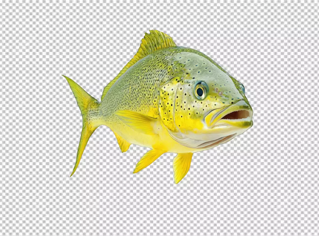 Vibrant Yellow Fish Swimming Marine Life Cutout
