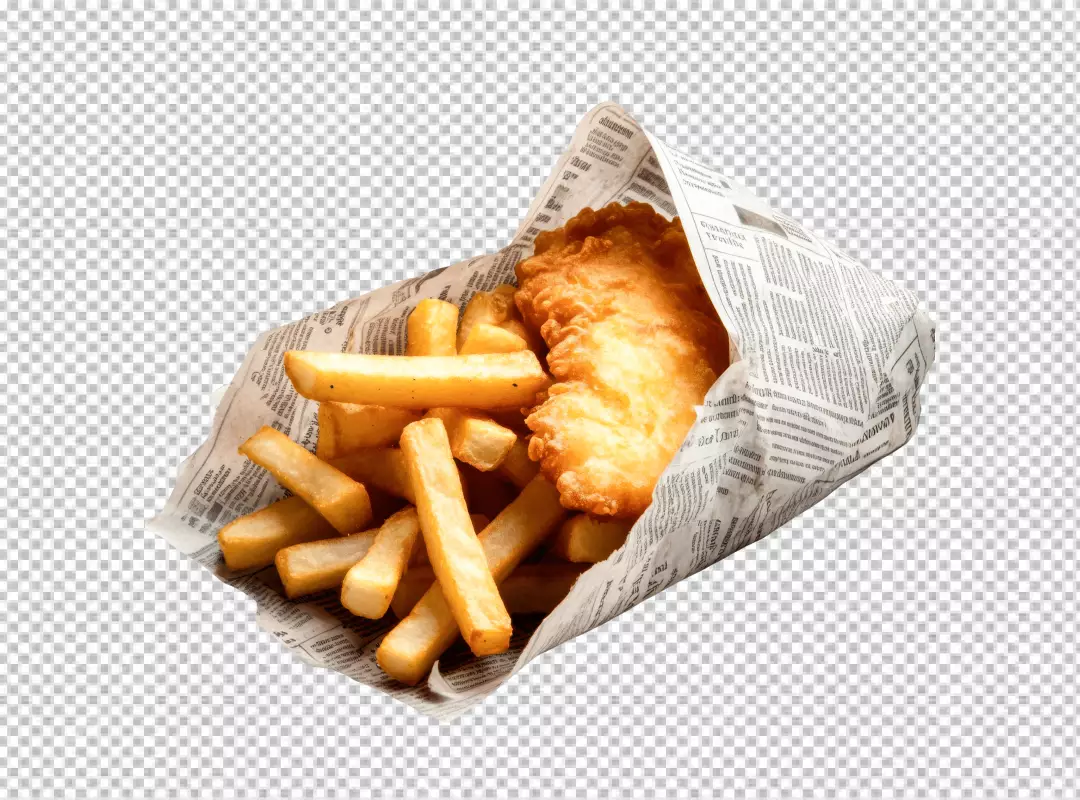 Classic Fish and Chips Wrapped in Newspaper Delicious Golden Fried Seafood Meal