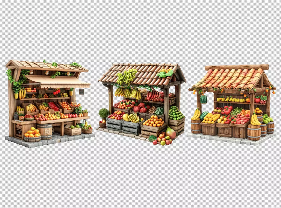Vibrant Fresh Fruit Stalls Displaying Abundant Organic Produce for Healthy Eating