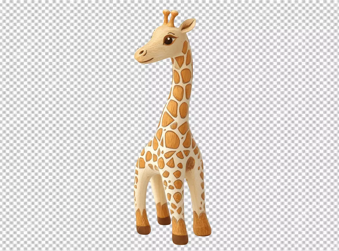 Charming Hand-Carved Wooden Giraffe Figurine for Creative Designs