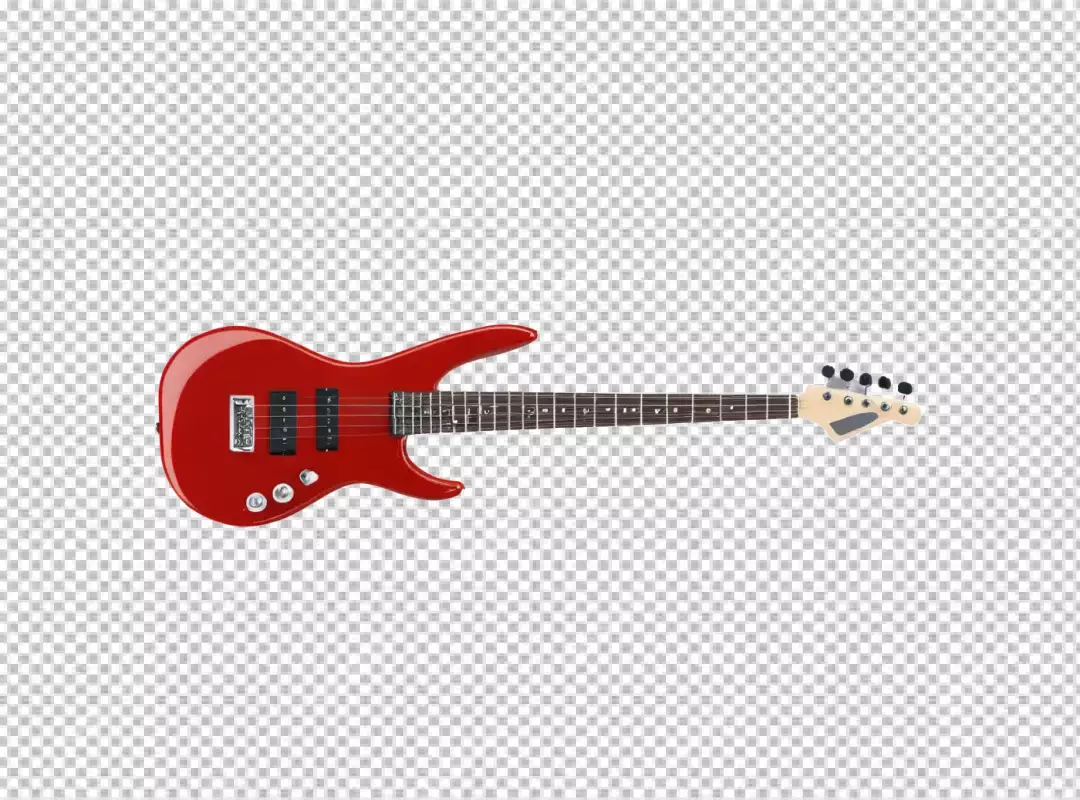 Vibrant Red Electric Bass Guitar Isolated on White Background for Musical Themes