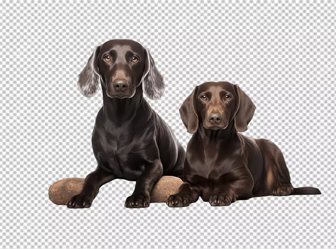 Adorable Brown Dogs Posing Together, Cute Domestic Pets PNG