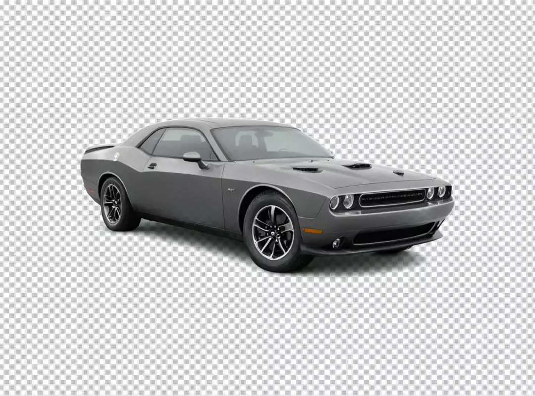 Sleek Grey Dodge Challenger Muscle Car Isolated on Pristine White Background