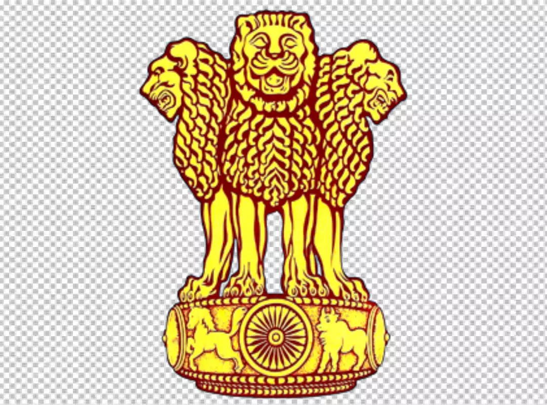 Free Premium PNG The State Emblem of India, featuring the Lion Capital of Ashoka