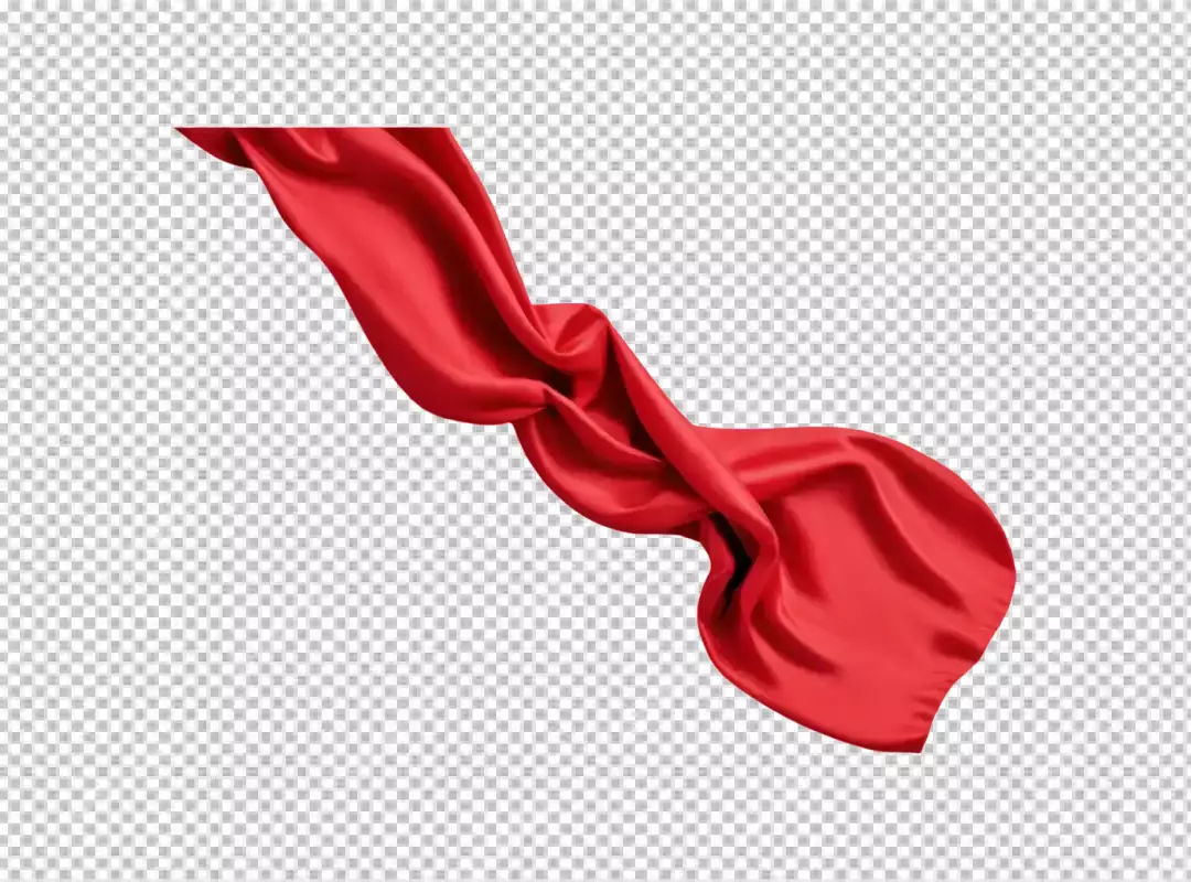 Vibrant Red Silk Fabric Flowing Gracefully with Dynamic Curves