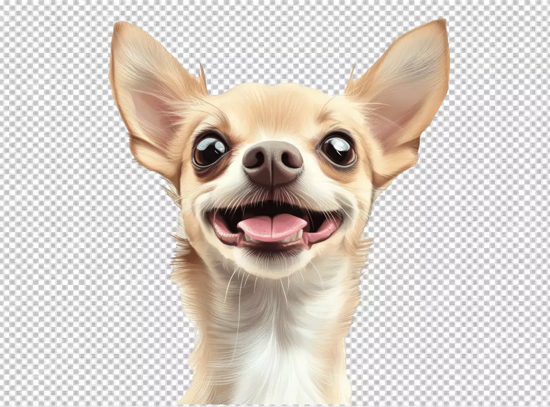 Charming Happy Chihuahua Dog with Expressive Eyes and Smiling Face PNG
