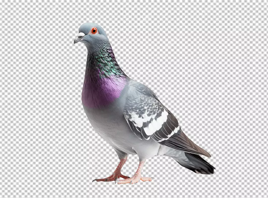 Majestic Standing Pigeon with Vibrant Plumage PNG Image