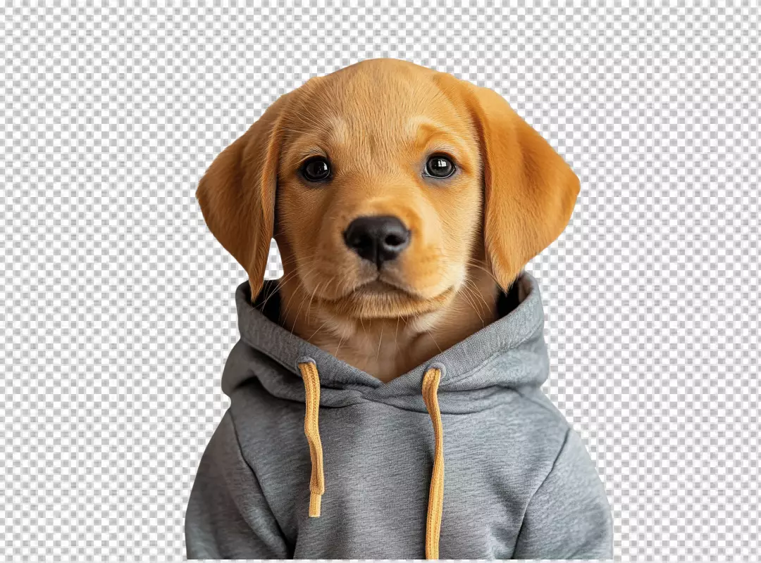 Adorable Golden Retriever Puppy Wearing Grey Hoodie Cute Animal PNG