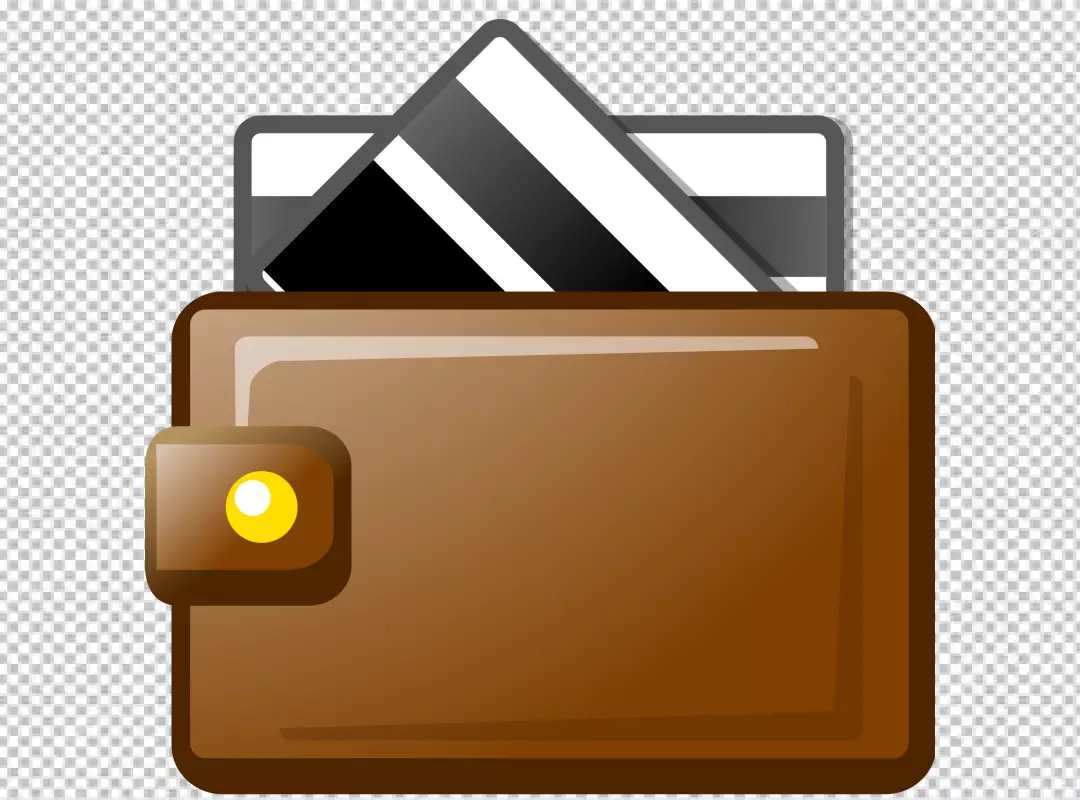Brown leather wallet with credit cards peeking out digital illustration financial transaction
