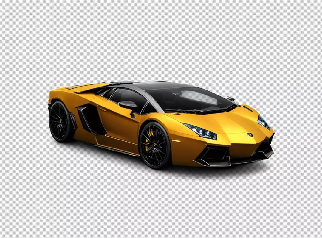 Sleek Gold Lamborghini Aventador Luxury Sports Car Isolated on White Background