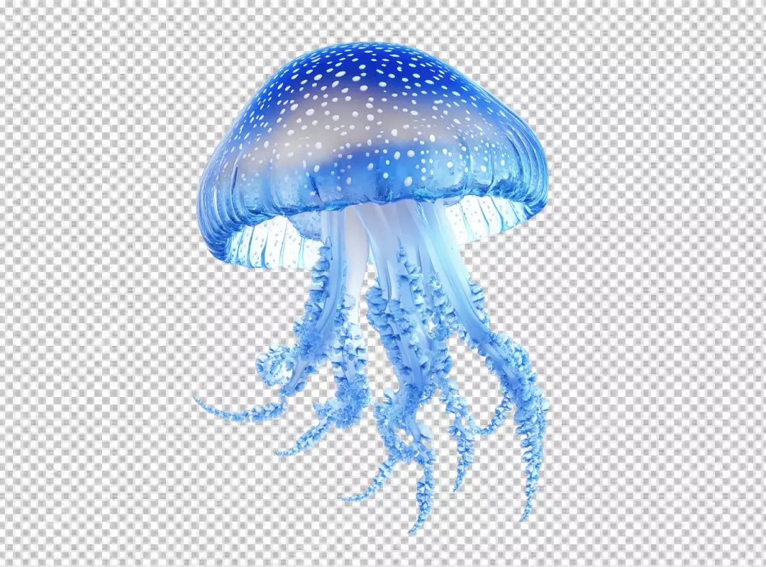 Vibrant Blue Spotted Jellyfish PNG for Underwater Marine Designs