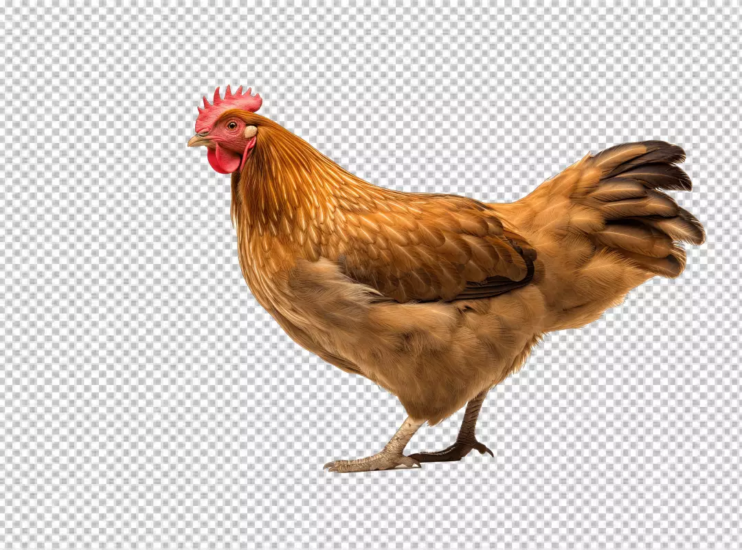Realistic Brown Chicken Standing PNG for Farm Animal Designs