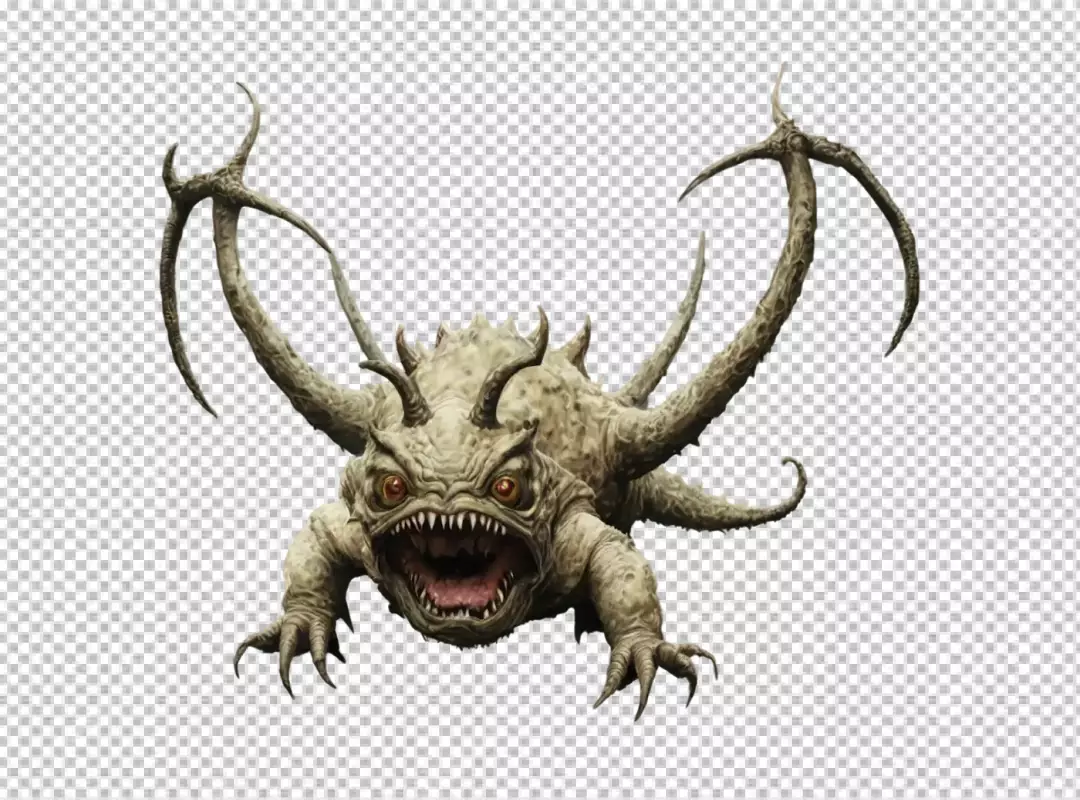 Ferocious Fantasy Monster with Menacing Red Eyes and Sharp Teeth Ready to Attack