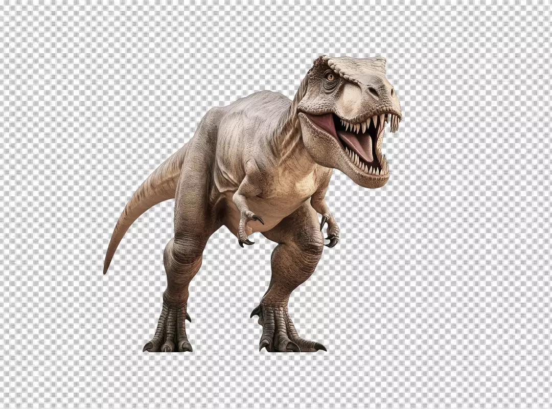 Fierce Tyrannosaurus Rex Roaring Prehistoric Dinosaur PNG Cutout