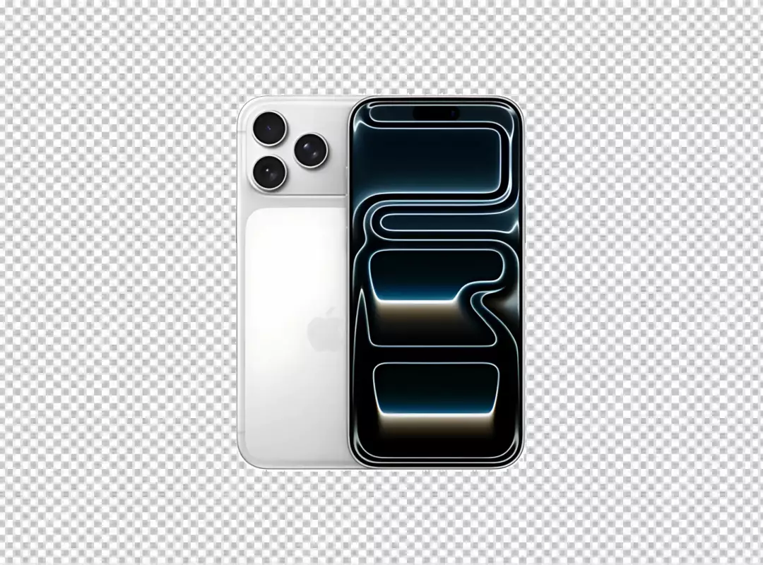 Dual Modern iPhone Smartphone Display with Front and Back Views on Transparent Background