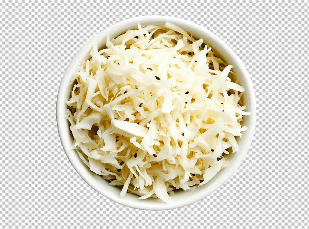 Delicious White Sauerkraut Fermented Cabbage in Bowl PNG for Healthy Food Design