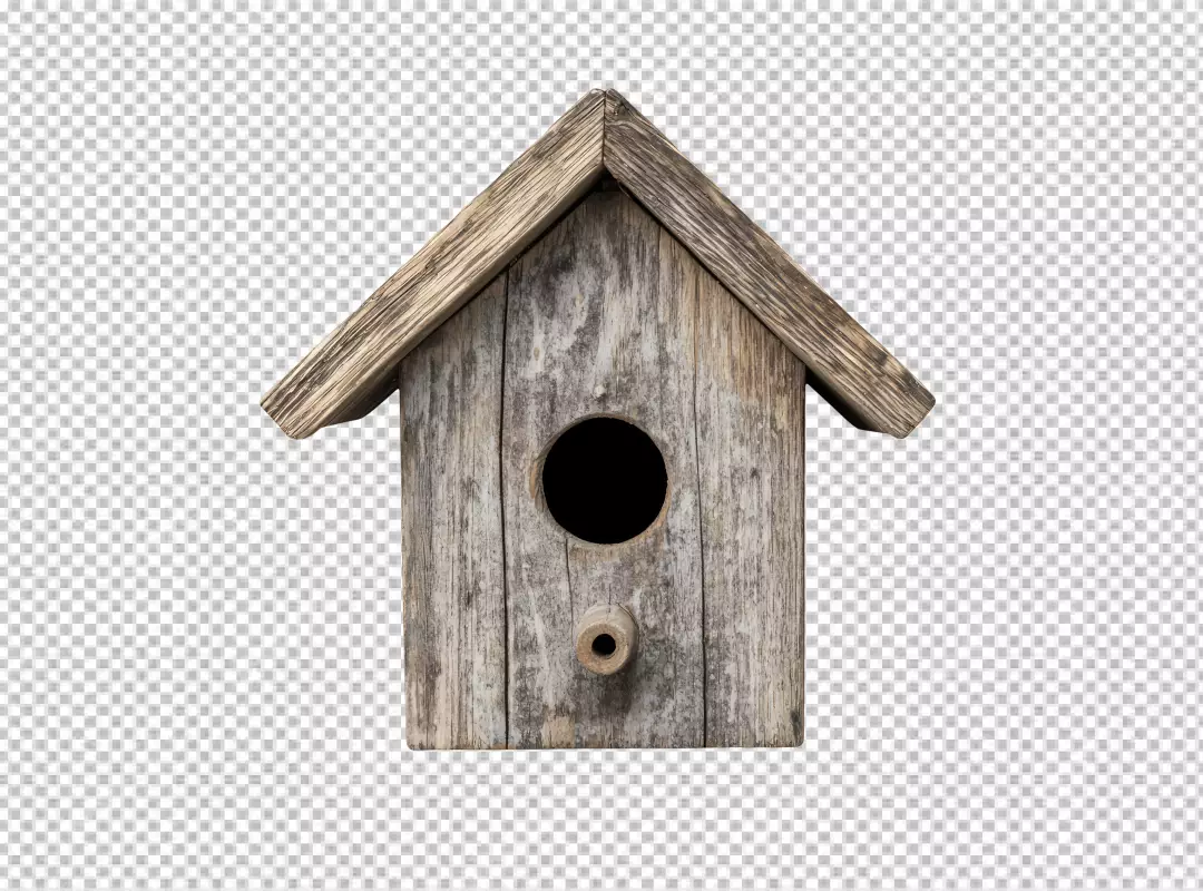 Rustic Old Wooden Birdhouse PNG Cutout for Nature and Garden Designs