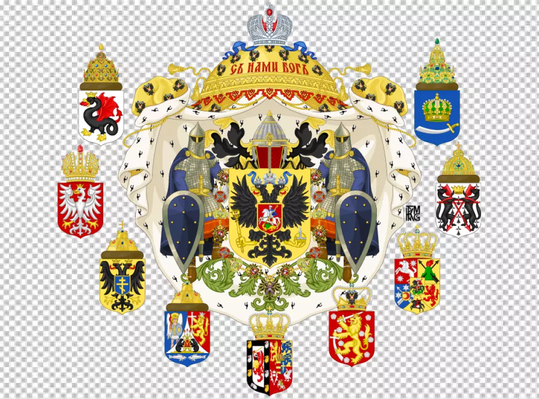 Free Premium PNG Imperial Coat of Arms: Russian Empire with many associated coats of arms and heraldic symbols
