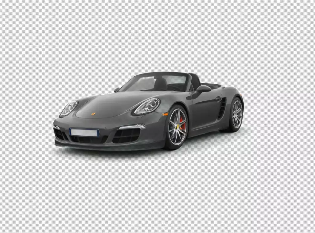 Sleek Grey Porsche Boxster Convertible Sports Car Isolated on White Background