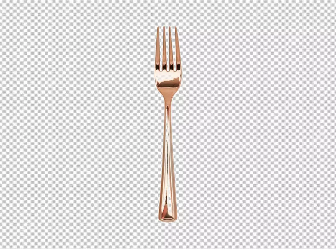 Elegant Rose Gold Dining Fork on Transparent Background