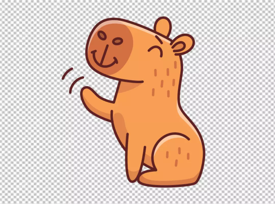 Cute Cartoon Capybara Waving Hello with a Friendly Smile