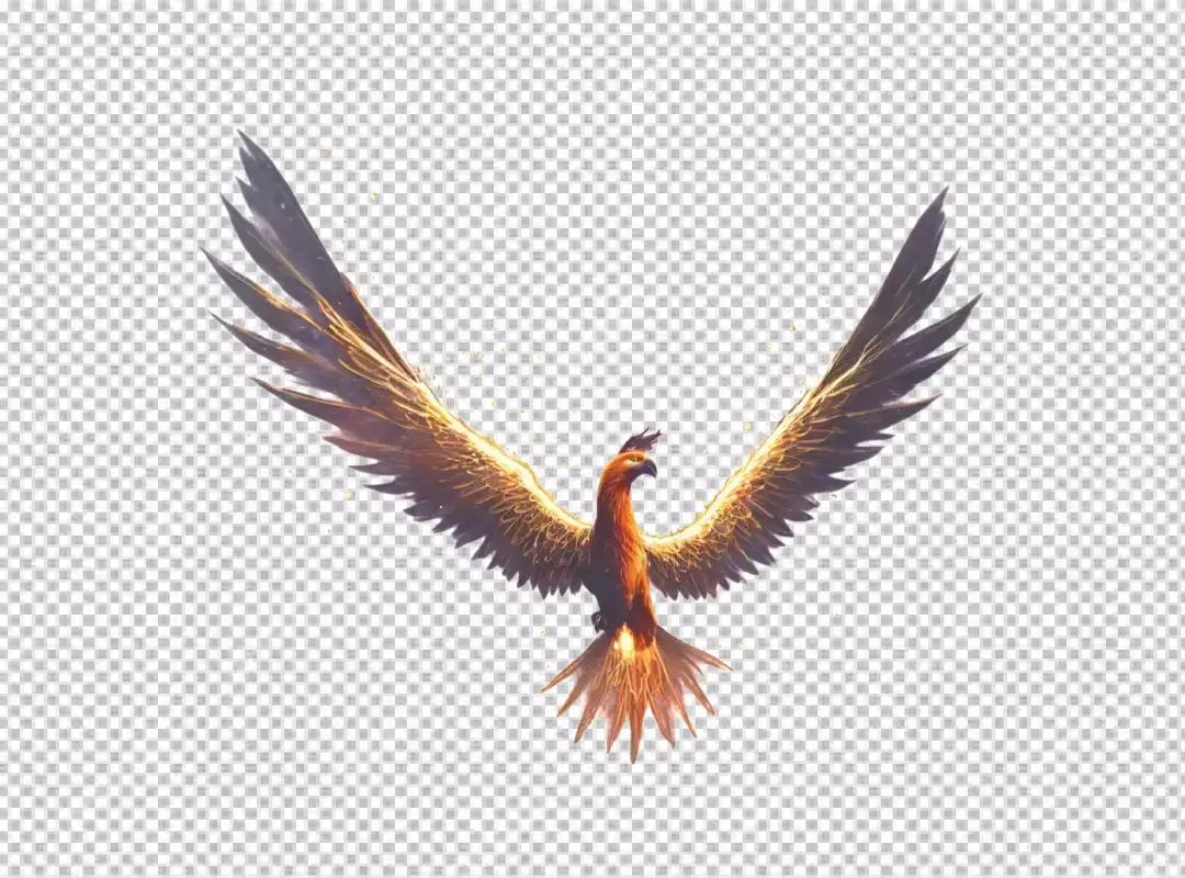 Majestic Fiery Phoenix Spreading Golden Wings for Strength and Renewal