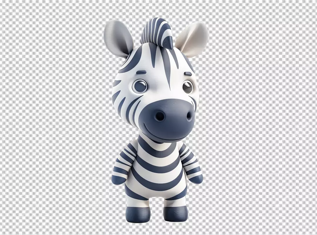 Cute 3D Cartoon Zebra Character Standing with Friendly Smile
