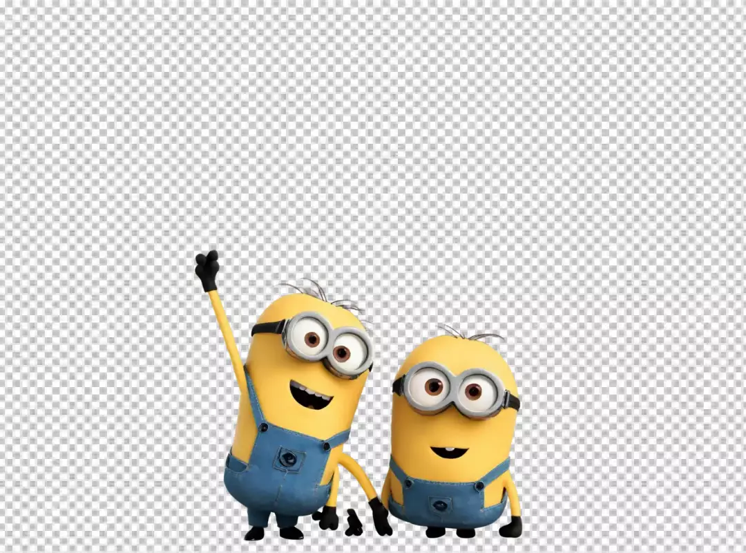 Two Cheerful Minion Characters Waving and Smiling Happily Together