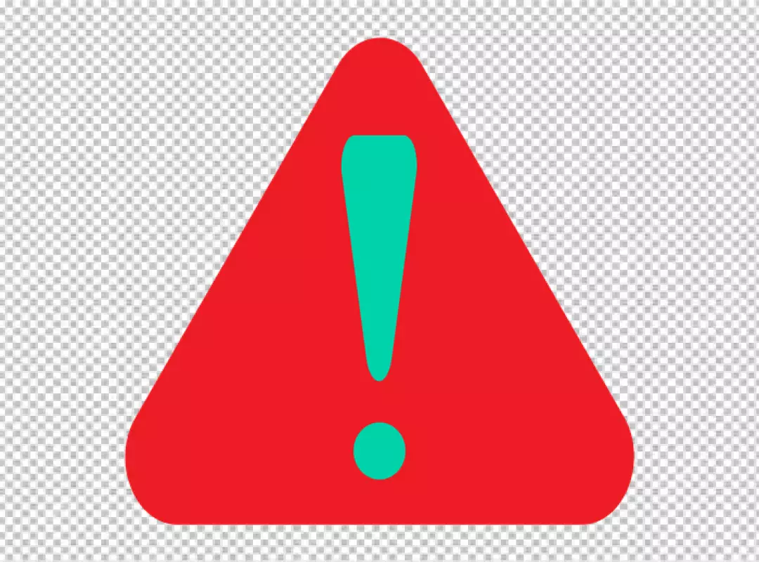 Free Premium PNG Red triangle warning sign with teal exclamation mark