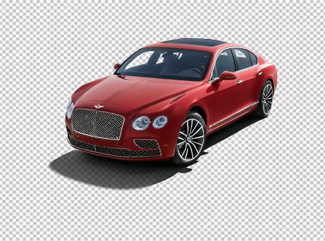 Vibrant Red Bentley Flying Spur Luxury Sedan Isolated on White for Automotive Design