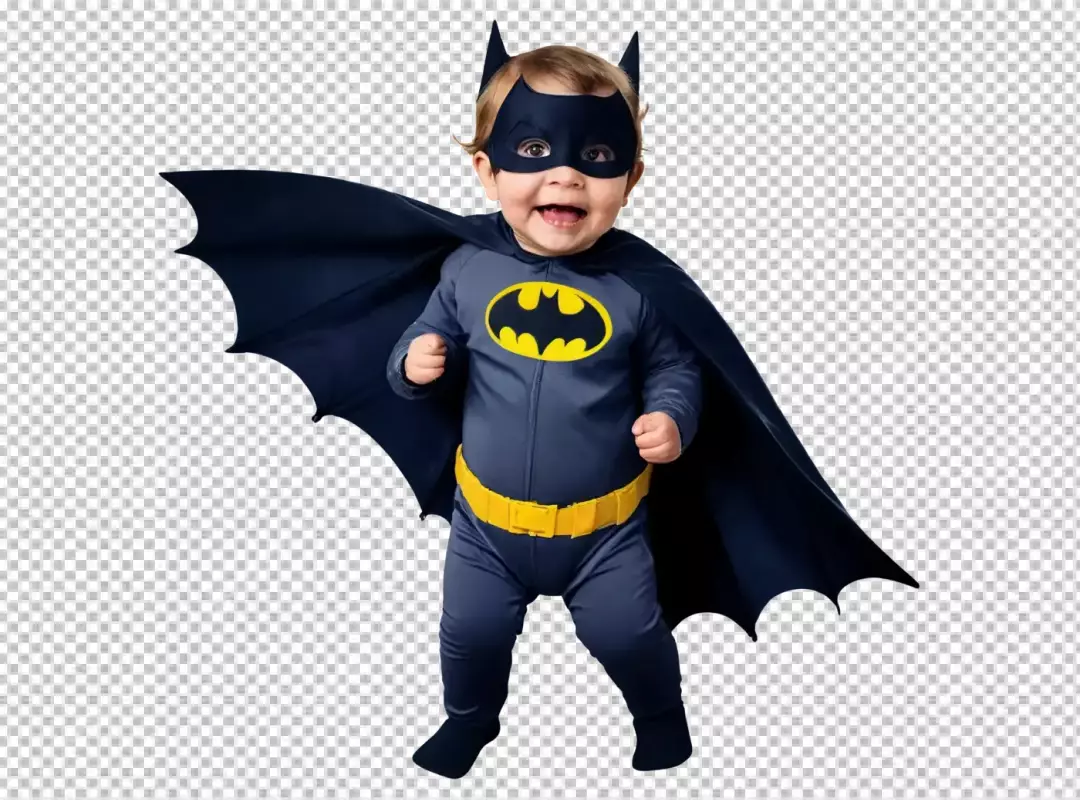 Adorable Toddler in Iconic Batman Superhero Costume with Joyful Smile