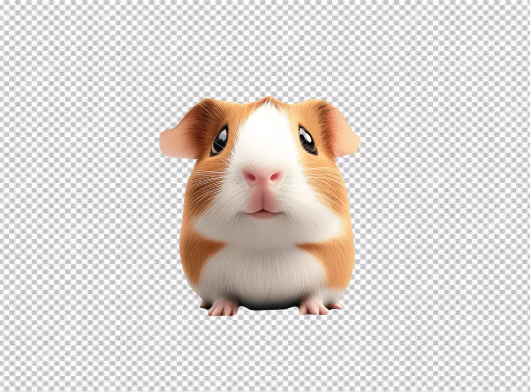 Adorable Fluffy Guinea Pig Looking Forward Cutout PNG