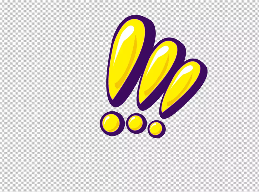 Free Premium PNG Three yellow exclamation points with purple outlines on black background