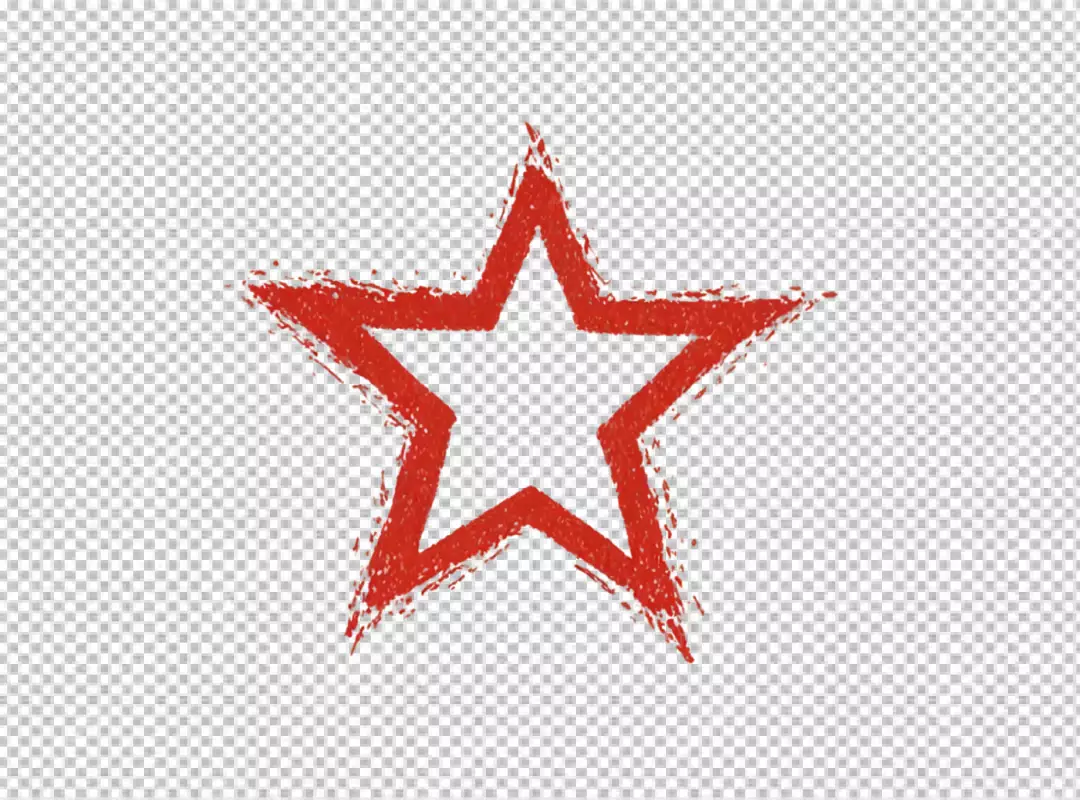 Distressed Red Star Outline with Grunge Texture Design Element