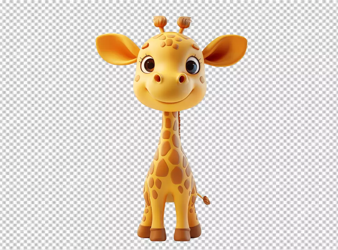 Cute Cartoon Giraffe Smiling Happy 3D Character for Kids Designs
