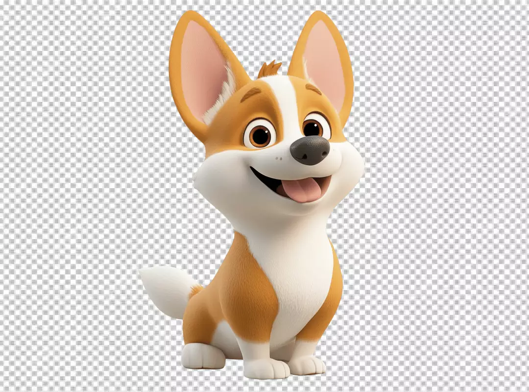 Happy Cartoon Corgi Dog Smiling Playfully, Transparent PNG Cutout for Kids Designs