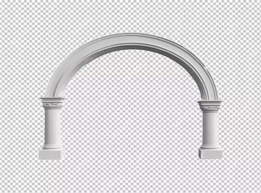 Elegant White Classical Archway with Decorative Columns and Roman Architecture