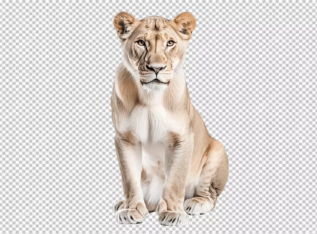Majestic Lioness Sitting Gracefully for Wild Animal Designs