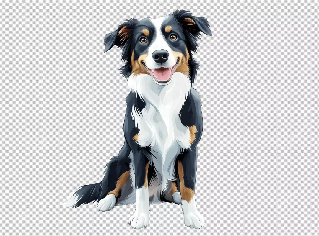 Happy Australian Shepherd Dog Smiling Cutout PNG Image