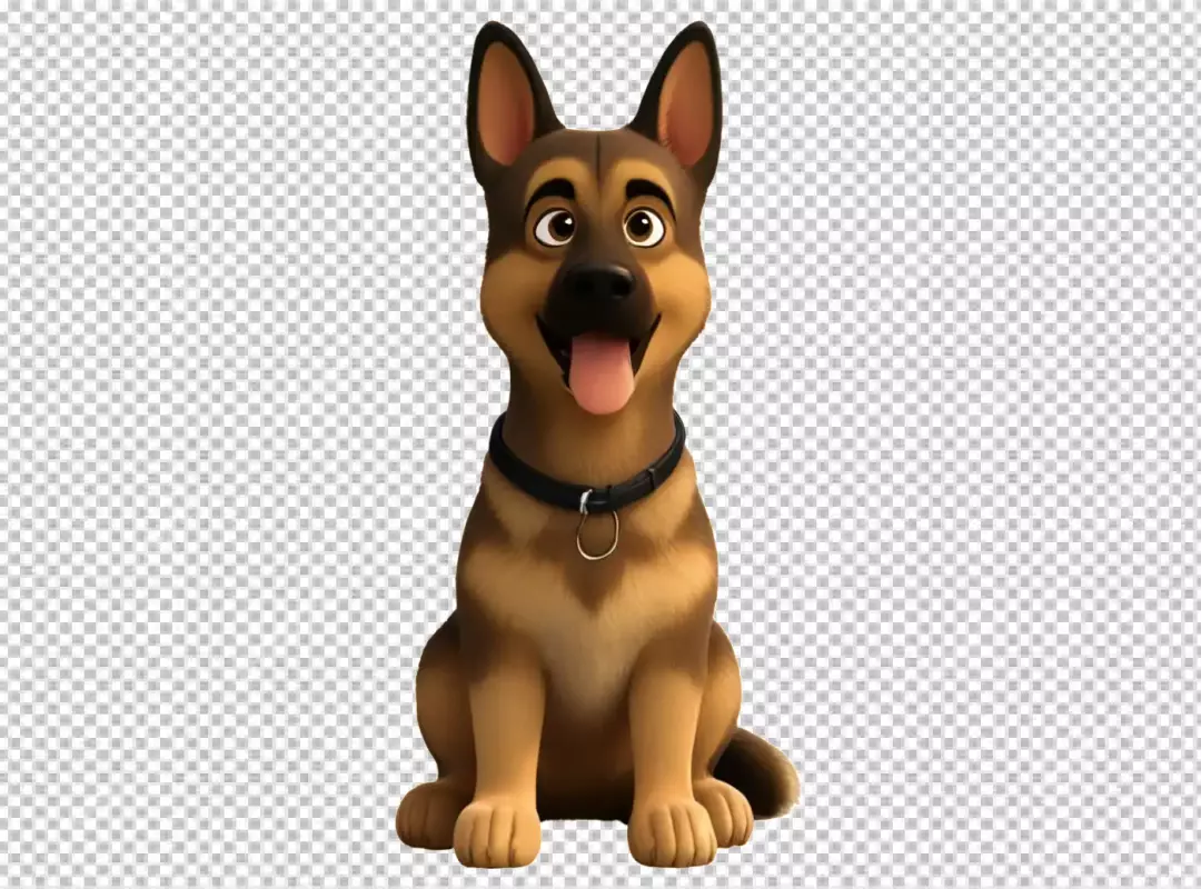 Happy Animated German Shepherd Dog Portrait with a Playful Expression