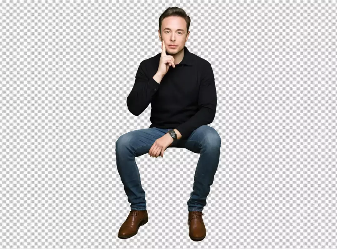 Thoughtful Young Man Posing with Hand on Chin in Casual Attire