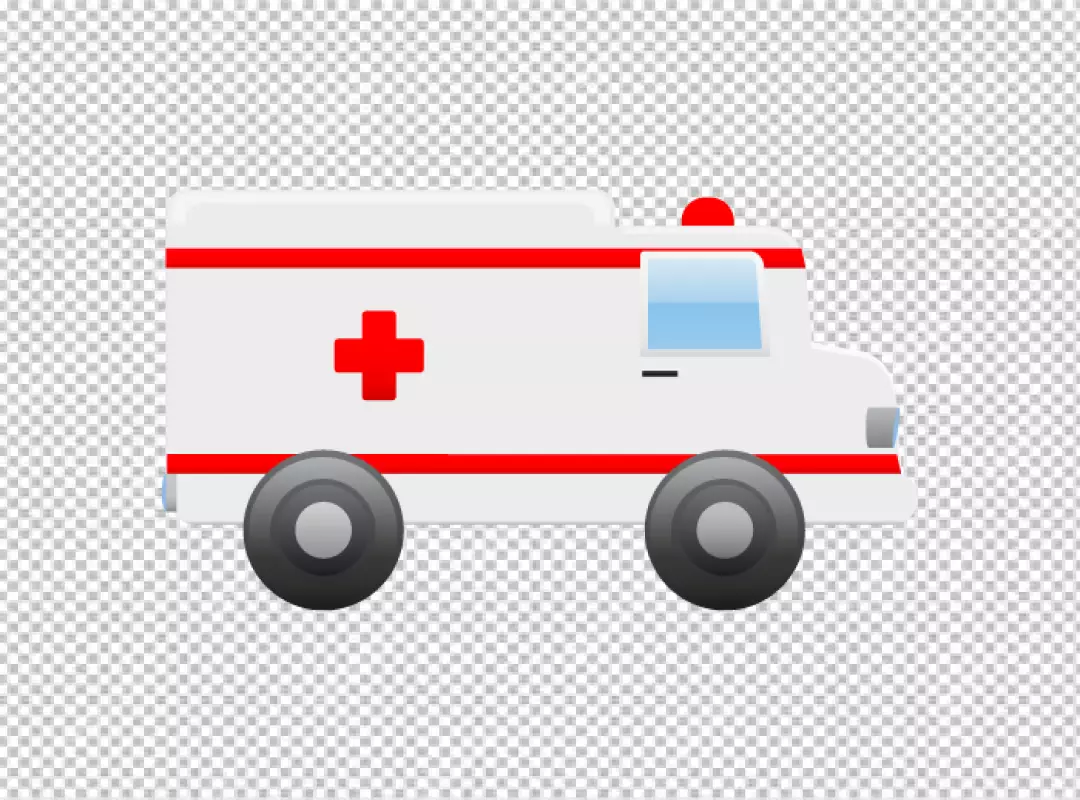 Free Premium PNG Side View of White Ambulance with Red Cross and Lights