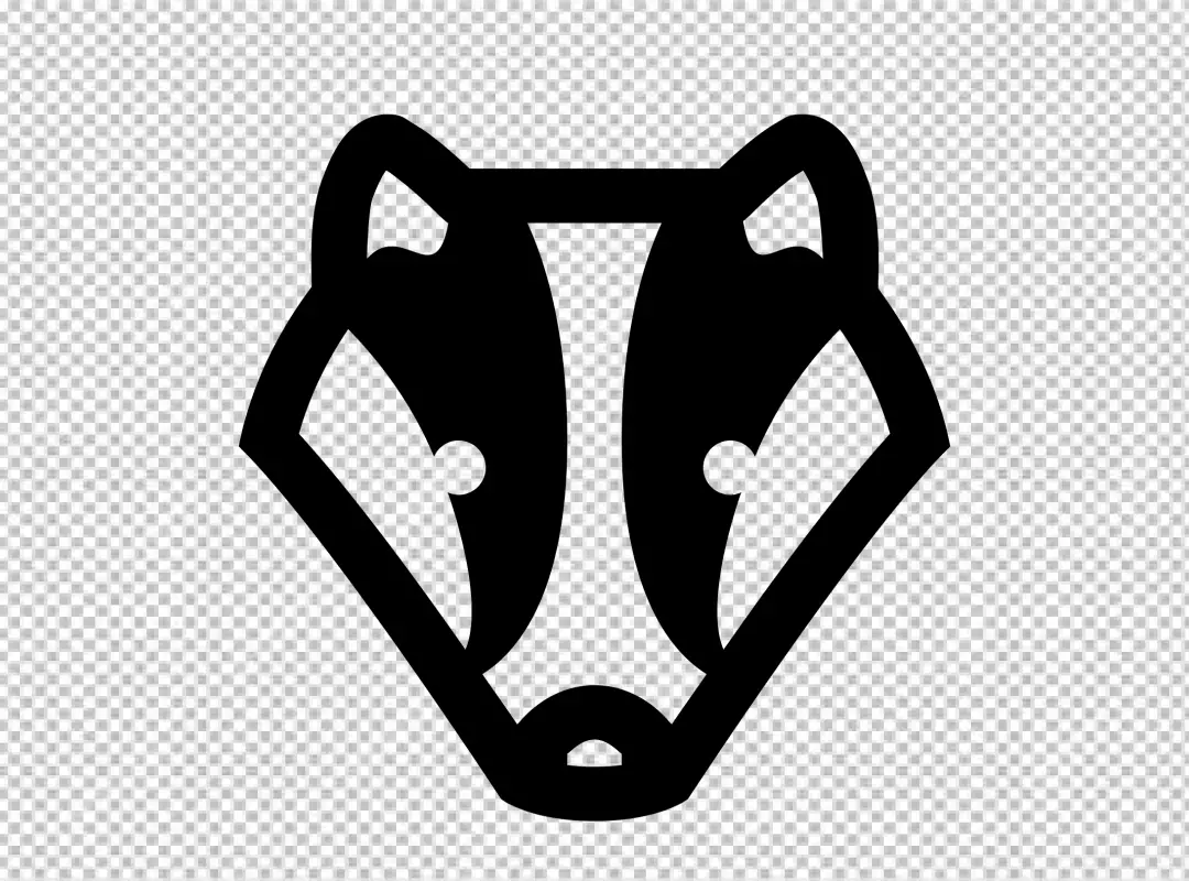 Minimalist Black Outline Badger Head Icon on Dark Green Background